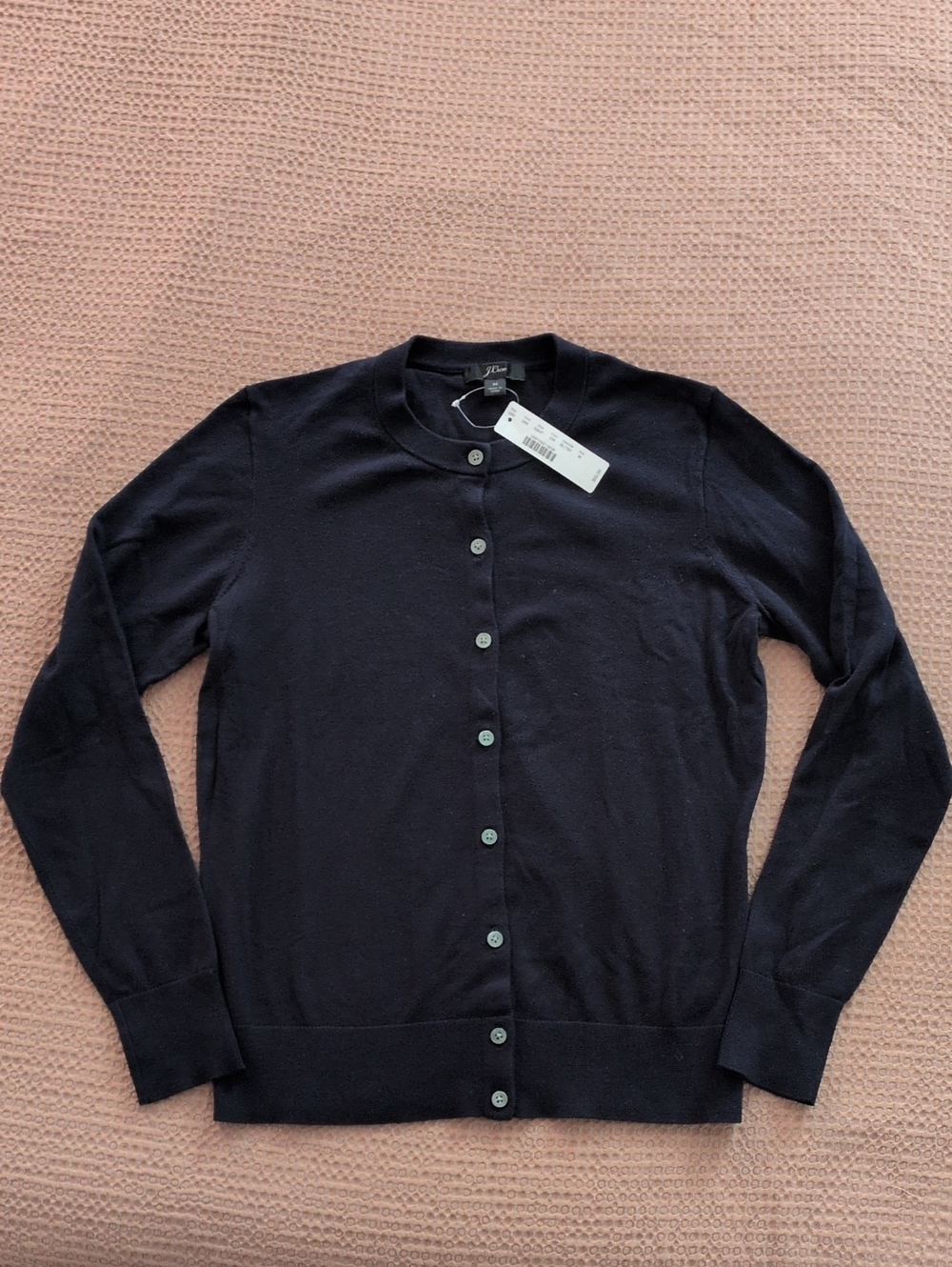 J. Crew Navy Button-Front Crewneck Cardigan